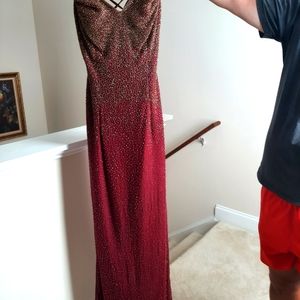Scala beaded evening gown. Size 6 Burgundy color